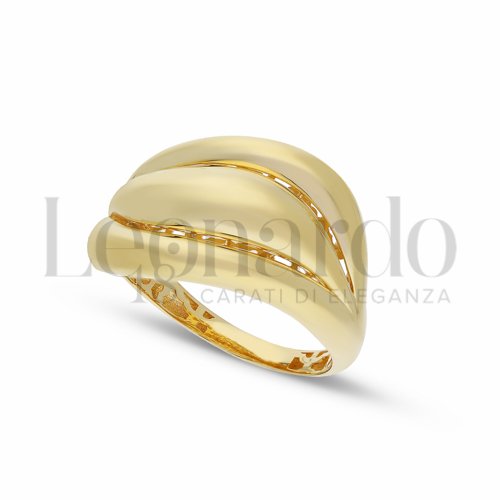 Anello a Fascia da Donna, realizzato con lavorazione 3D, finitura lucida in Oro Giallo